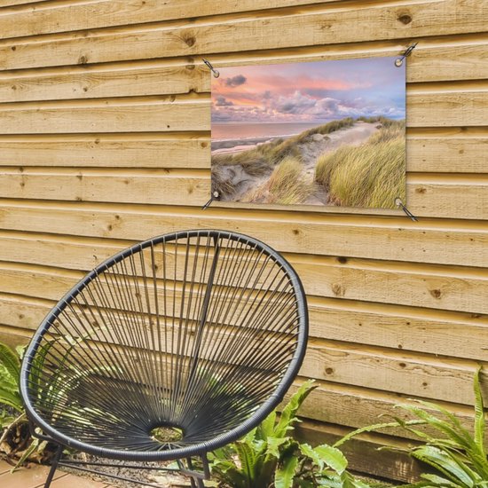 Décoration de jardin Plage - Mer - Dune - Coucher de soleil - 60x40 cm - Poster de jardin - Toile de jardin - Poster extérieur