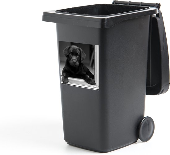 Container sticker Schattige Labrador Retriever die in de camera kijkt - zwart wit - 40x40 cm - Kliko sticker