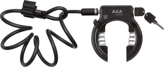 Foto: Set bestaande axa solid plus art 2 sterren keurmerk frameslot met newton plug in kabel 150 cm zwart