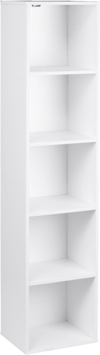 Happyment Boekenkast Mali - Opbergrek - 6 Lagen - Open Planken - Kantoor - Woonkamer - Slaapkamer - 30x24x158.5 cm - Wit