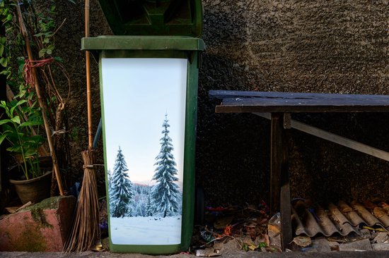 Autocollant pour conteneur Hiver - Neige - Arbres - 44x98 cm - Autocollant Kliko