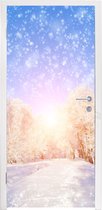 Deursticker Sneeuw - Zon - Winter - 80x215 cm - Deurposter