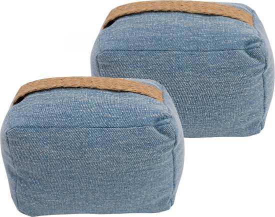 Cosy & Trendy deurstopper - 2x - 0.22 kg - denim blauw - oppak lus - 15 x 10 cm