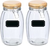 Weckpotten/inmaakpotten - 4x - 1.85L - glas - met beugelsluiting - incl. etiketten