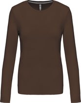 Kariban Dames T-shirt ronde hals lange mouwen K383 - Chocolate - XL