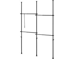Telescopisch kledingrek Kemi verstelbaar zwart 150-230 cm 4 kledingroede