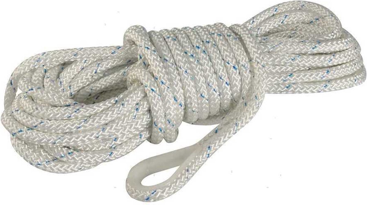 Ankerlijn met kous - wit - polyester - Diameter 10 mm - Lengte 30 meter