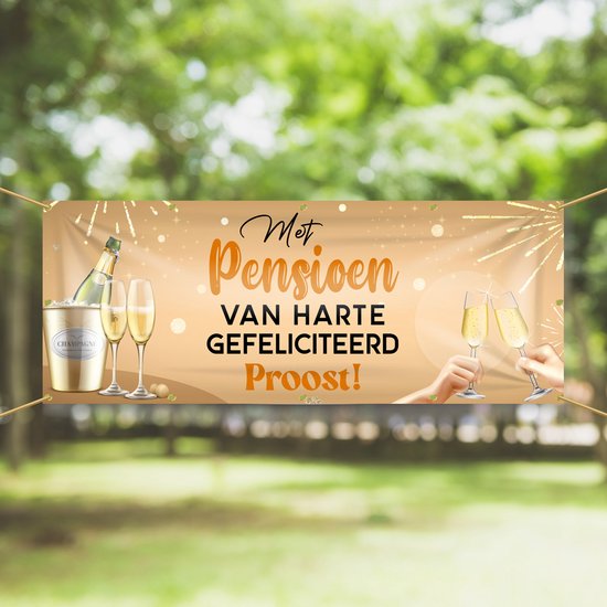 Spandoek Met Pensioen - Van Harte Gefeliciteerd - Proost - VUT - 150 x ...