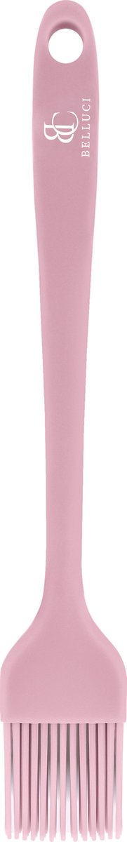 Belluci Siliconen Bakkwast met Anti-aanbaklaag Roze wit - Keukengerei met Ergonomisch Design - Hittebestendig - Vaatwasservriendelijk - Oliekwastje - Borstel - Kwast - Keuken Tool - Koken - Bakken - BBQ - 21cm