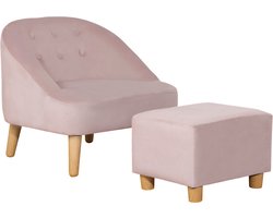 Product: HOMCOM kinderstoel - met voetenbank - sterke bekleding - roze, van het merk Homcom