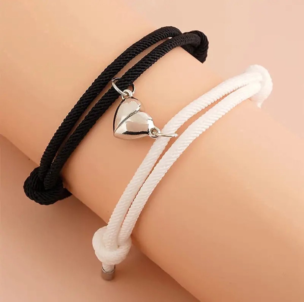 2 Bracelets Tressés Assortis Noir Et Bleu - Nylon, Réglables (17-28 Cm) - Pour Couple, Amis, Symbolique
