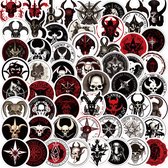 Duivel Satan Stickers - 56 ronde Stickers - 5CM - voor gitaar, laptop, deur etc. voor Volwassenen - Gothic
