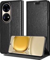 Cadorabo Hoesje geschikt voor Huawei P50 PRO in ZWARTE NACHT - Beschermhoes met magnetische sluiting, standfunctie en kaartvakje Book Case Cover Etui