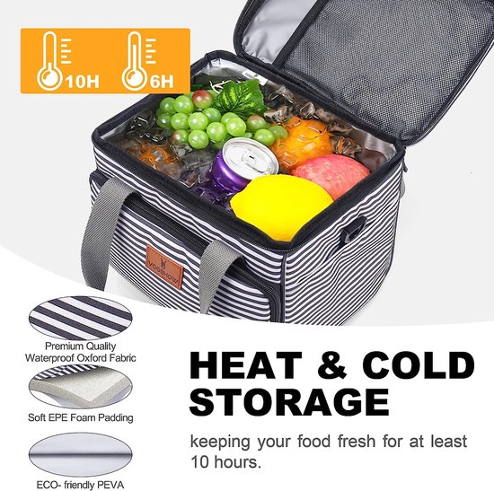Koeltas, kleine, converteerbare lunchtassen, waterdichte lunchtassen, picknicktassen met schuimvulling, schuine lunchboxen, tas voor kantoor, school, camping, 12 liter van KOEL — afbeelding 2