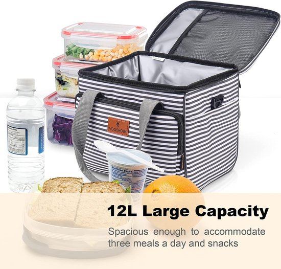 Koeltas, kleine, converteerbare lunchtassen, waterdichte lunchtassen, picknicktassen met schuimvulling, schuine lunchboxen, tas voor kantoor, school, camping, 12 liter van KOEL — afbeelding 4