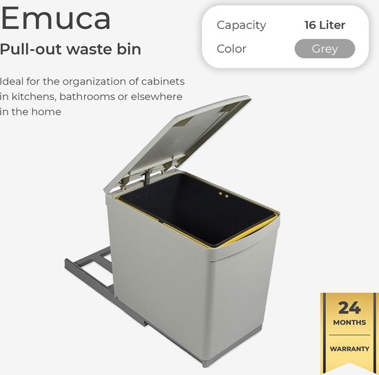 Emuca pedaalemmer afvalbak roestvrij 12 Liter - met uitneembare afvalemmer  - aluminium... | bol.com