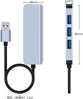 NÖRDIC USB-HUB12 USB Hub - 4poorts - 4xUSB-A 3.0 - 5Gbps - 1.2m kabel - Grijs
