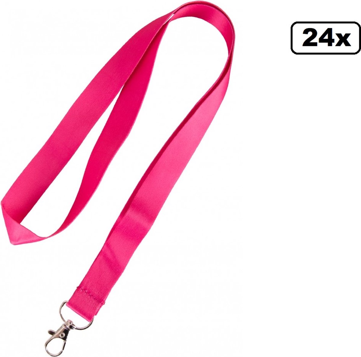 24x Keycord pink - Thema feest festival uitdeel koord party pride roze pink