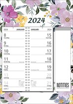 MGPcards - Telefoon(omleg)kalender 2024 - Maandag - Met notitieblok - Bloemen - Pastel Lila