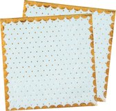 Santex feest servetten - stippen - 40x stuks - 25 x 25 cm - papier - blauw/goud