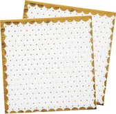 Santex feest servetten - stippen - 40x stuks - 25 x 25 cm - papier - wit/goud