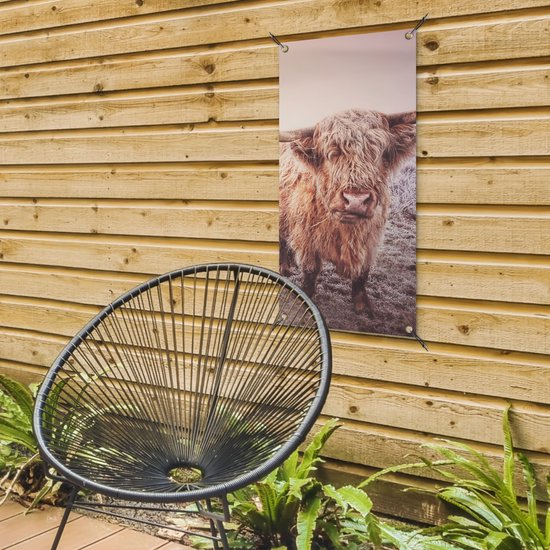 Poster de jardin Highlanders écossais - Lumière - Air - Nature - 40x80 cm - Décoration murale Outdoor - Poster de jardin - Toile de jardin - Poster de clôture - Tableau de jardin