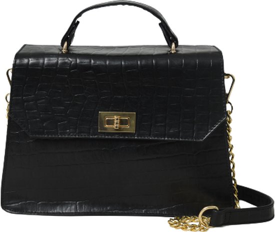 Leather Handbag - Black Color - Leer Handtas - Zwart Kleur