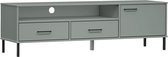 vidaXL - Tv-meubel - met - metalen - poten - OSLO - massief - grenenhout - grijs