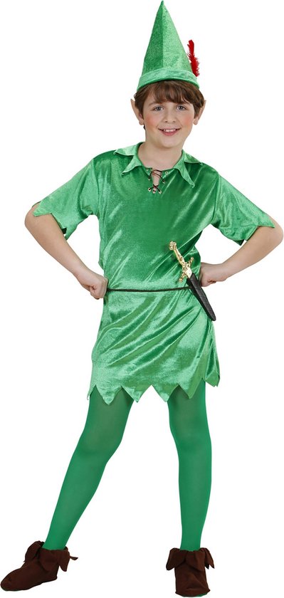Widmann - Peter Pan Kostuum - Peter Pan - Jongen - Groen - Maat 158 - Carnavalskleding - Verkleedkleding