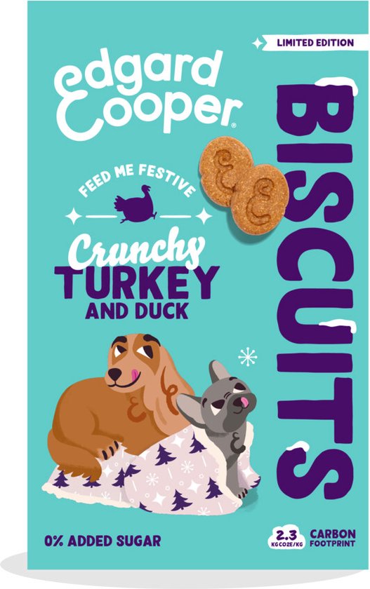 Foto: 7x edgard cooper feestelijke honden biscuits eend kalkoen 400 gr