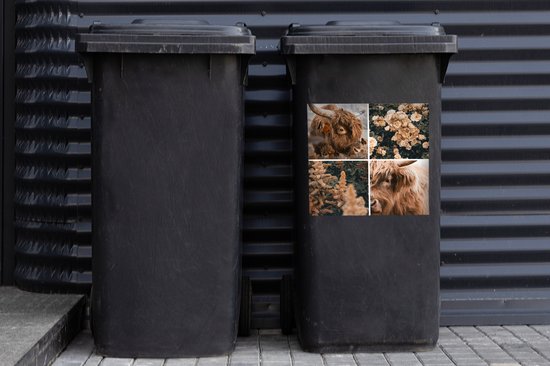 Container sticker Schotse hooglander - Collage - Herfst - 40x40 cm - Kliko sticker
