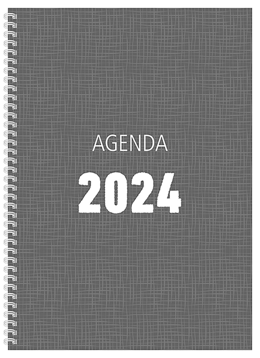 MGPcards - Bureau-agenda 2024 - A4 - Ringband - Spiraal - 7d/2p - Grijs - FSC