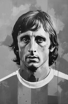 Johan Cruyff Poster | Johan Cruijff Abstracte Kunst | Cruyff Abstract Poster | Zwart Wit Poster | Woondecoratie | 51x71cm | MW | Geschikt om in te Lijsten
