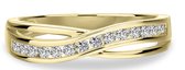 Schitterende 14 Karaat Gouden Ring met Zirkonia's 19.00 mm. (maat 60) | Damesring | Aanzoeksring