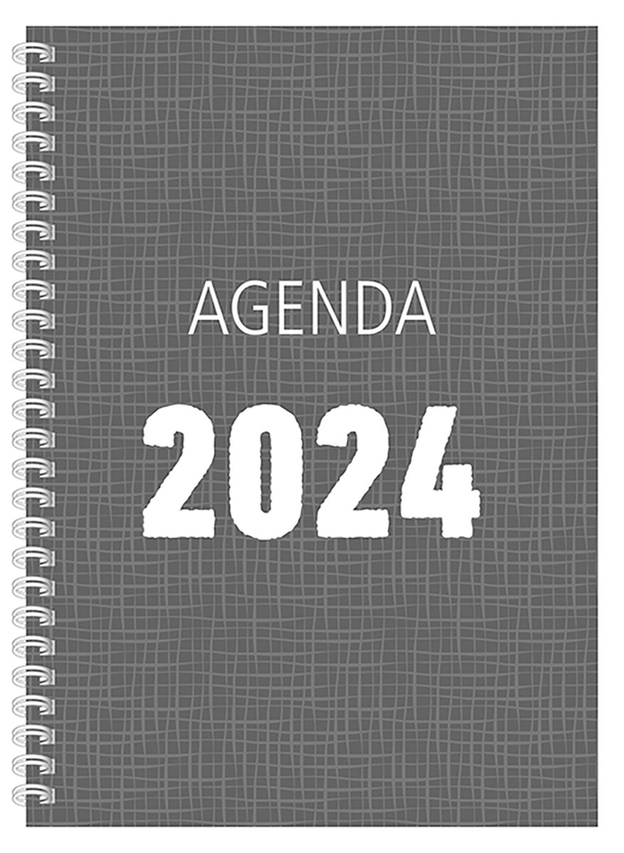 MGPcards - Bureau-agenda 2024 - A5 - Ringband - Spiraal - 7d/2p - Grijs - FSC