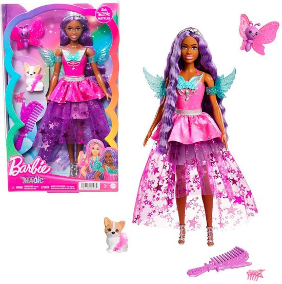 Barbie - Poupée A Touch of Magic - 32 cm - Violet - Poupée Barbie | bol