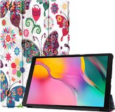 Tri-Fold Hoesje met Print geschikt voor Samsung Galaxy Tab A 10.1 (2019) | Vouwbaar beschermhoes | Multi-Stand Case | Smartcase | Smart Cover | Beschermcase | Vlinders