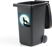 Container sticker Wolven illustratie - Een illustratie van een huilende wolf bij volle maan Klikosticker - 40x40 cm - kliko sticker - weerbestendige containersticker