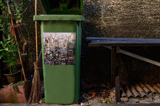 Container sticker New York (vierkant) - Manhattan van boven Klikosticker - 40x40 cm - kliko sticker - weerbestendige containersticker