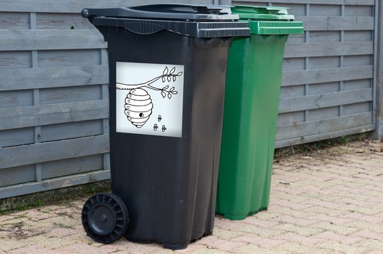 Autocollant de conteneur Illustration d'abeille - Illustration de dessin animé d'abeilles et d'une ruche