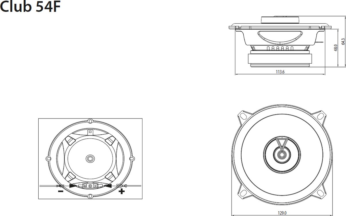JBL Club 54F - Autospeakers - 5,25” Inch (130mm) 2-weg Coaxiaal - 135W Piek / 45W RMS - Set van 2 – foto 7