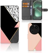 GSM Hoesje OPPO Find X6 Bookcase Black Pink Shapes