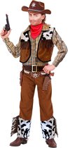 Widmann - Cowboy & Cowgirl Kostuum - Western Cowboy Lone Rider Kostuum Jongen - Bruin - Maat 140 - Carnavalskleding - Verkleedkleding