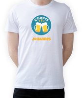 T-shirt met naam Johannes|Fotofabriek T-shirt Cheers |Wit T-shirt maat S| T-shirt met print (S)(Unisex)
