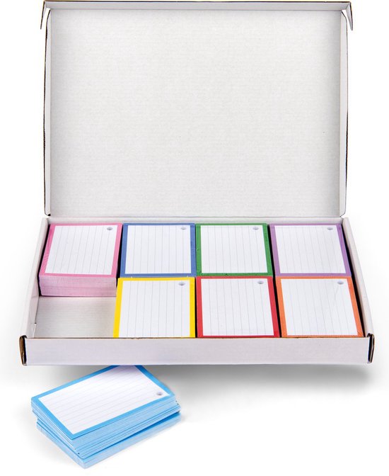 Navulverpakking Flashcards 500 stuks A7 - 7.5x10.5cm, MET perforatie, ZONDER ringen - Duurzaam FSC-gecertificeerd 300 grams karton