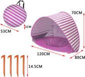 RAMBUX® - Strandtent - Zwembad - Roze-Wit Gestreept - Pop Up Tent - UV en Wind Werend - Zwembad Baby - Windscherm Speeltent