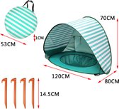 RAMBUX® - Tente de Plage - Piscine - Rayé Vert Wit - Tente Pop Up - Résistante aux UV et au Vent - Piscine Bébé - Tente de Jeu Paravent