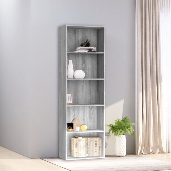 vidaXL Boekenkast 60x30x189 cm bewerkt hout grijs sonoma eikenkleurig vidaXL Boekenkast 60x30x189 cm bewerkt hout grijs sonoma eikenkleurig