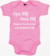 Baby Romper Opa blij,Oma blij 6-12 maand - Roze- Rompertjes baby met tekst - Nieuw kleinkind
