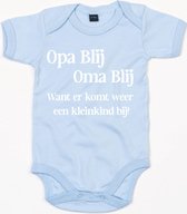 Baby Romper Opa blij,Oma blij 12-18 maand - Blauw - Rompertjes baby met tekst - Nieuw kleinkind